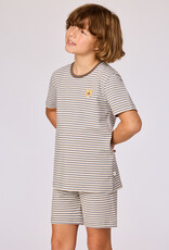 Woody Jongens-Heren pyjama, bruin-blauw gestreept