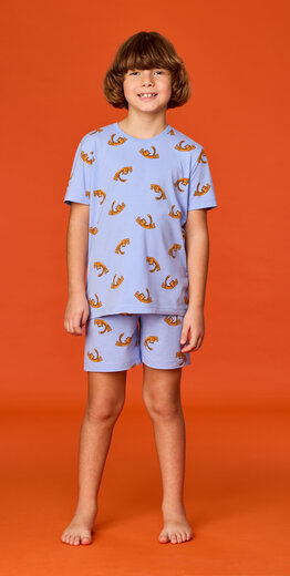 Woody Jongens-Heren pyjama, tijger print blauw