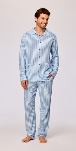 Woody Heren pyjama, streep blauw