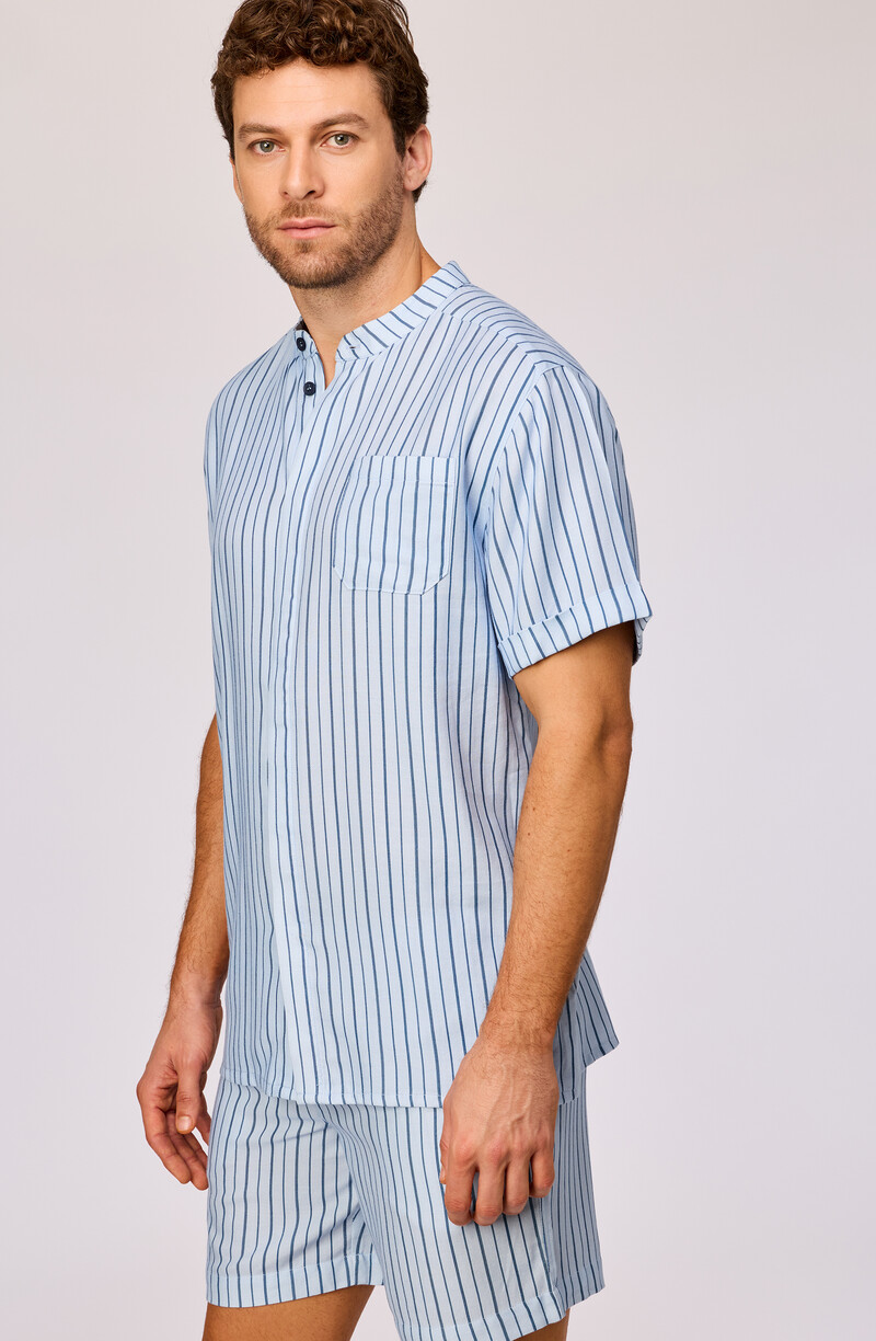 Woody Heren pyjama, streep blauw