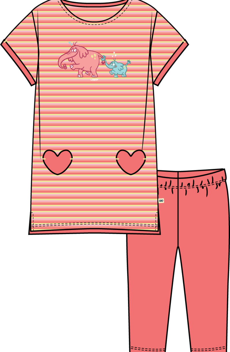 Meisjes-Dames pyjama, multicolor streep