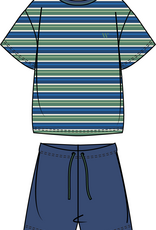 Jongens-Heren pyjama, groen-blauwe streep