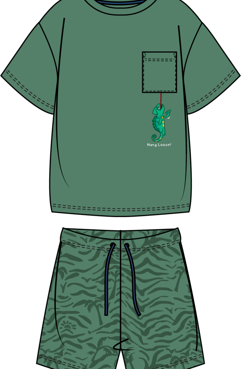 Jongens-Heren pyjama, groen