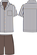 Heren pyjama, bruin-blauw gestreept