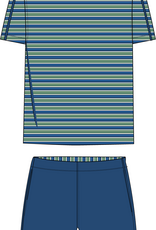 Heren pyjama, groen-blauwe streep