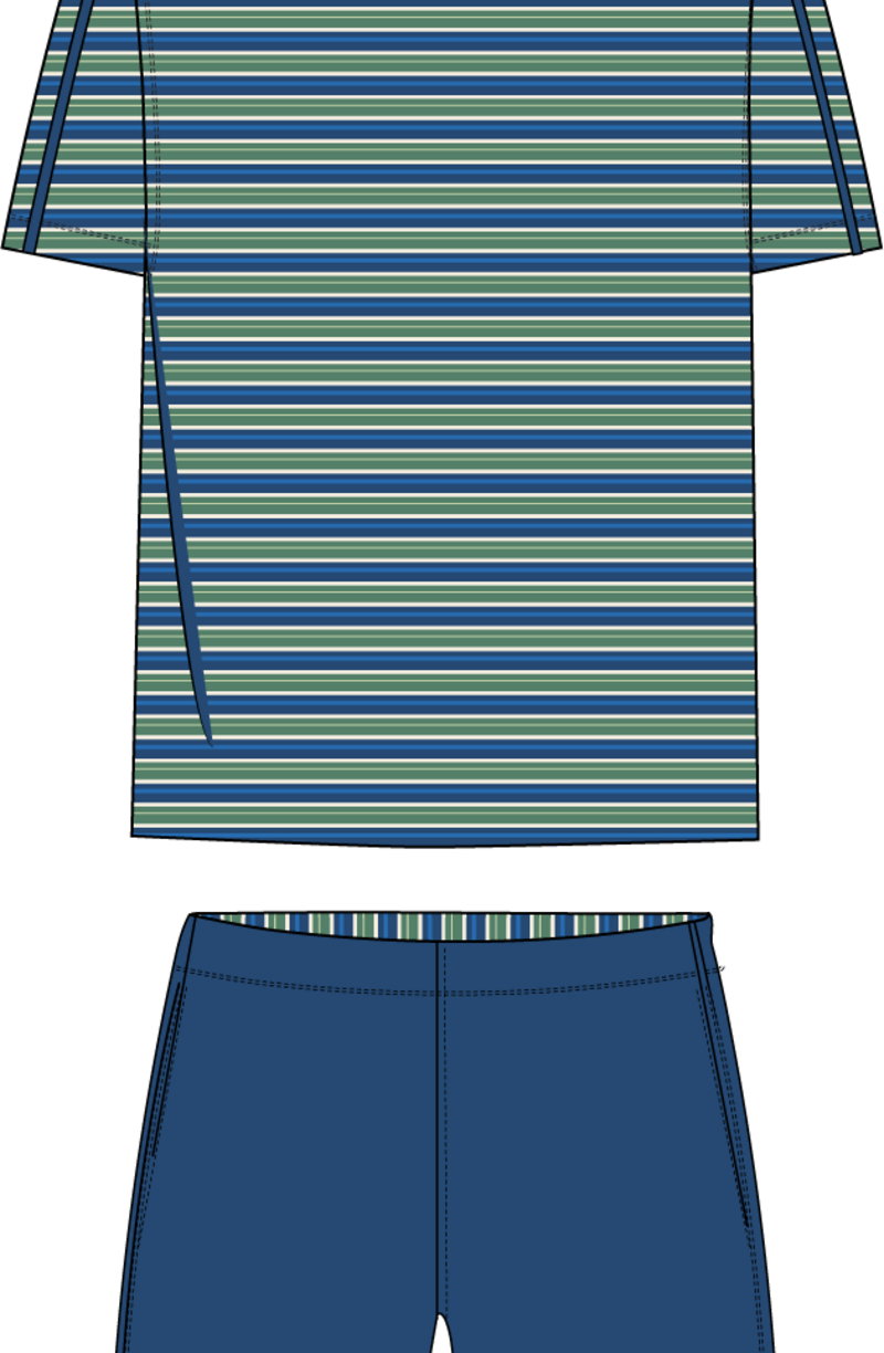 Heren pyjama, groen-blauwe streep