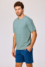 Woody Heren pyjama, groen-blauwe streep