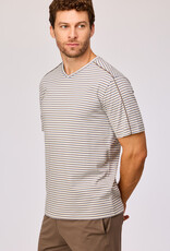 Woody Heren pyjama, bruin-blauw gestreept