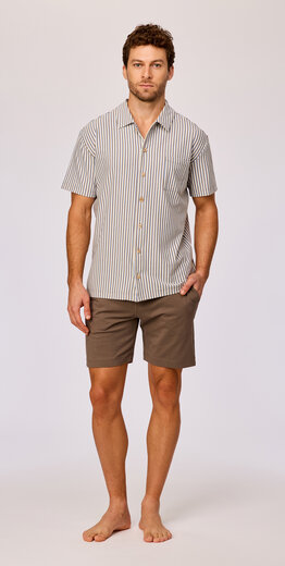 Woody Heren pyjama, bruin-blauw gestreept