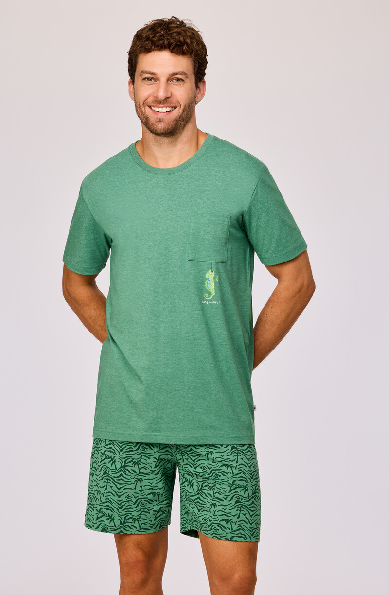 Woody Jongens-Heren pyjama, groen