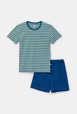 Woody Jongens-Heren pyjama, groen-blauwe streep