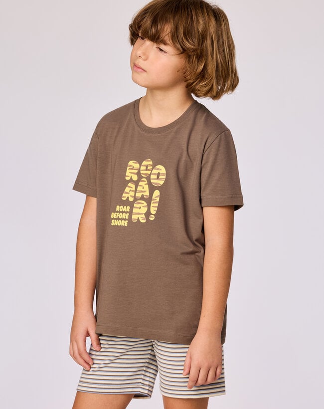 Woody Jongens-Heren pyjama, bruin