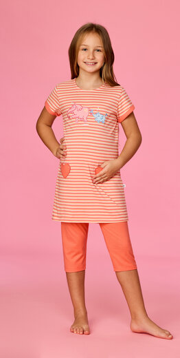 Woody Meisjes-Dames pyjama, multicolor streep