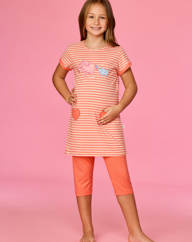 Woody Meisjes-Dames pyjama, multicolor streep