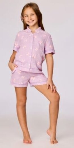 Woody Meisjes-Dames pyjama, lila vlinder print