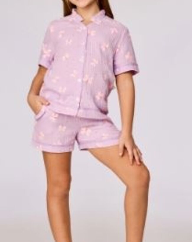 Woody Meisjes-Dames pyjama, lila vlinder print