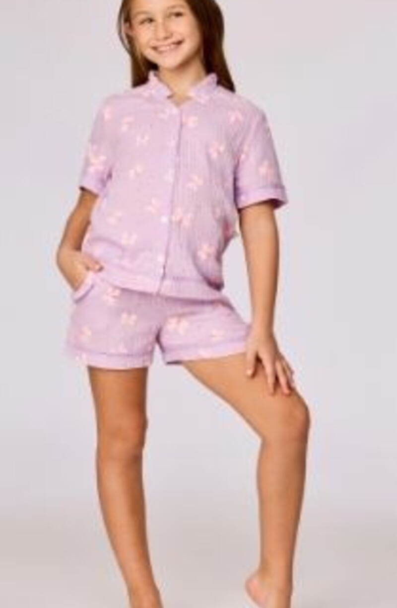 Woody Meisjes-Dames pyjama, lila vlinder print