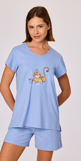 Woody Meisjes-Dames pyjama, blauw