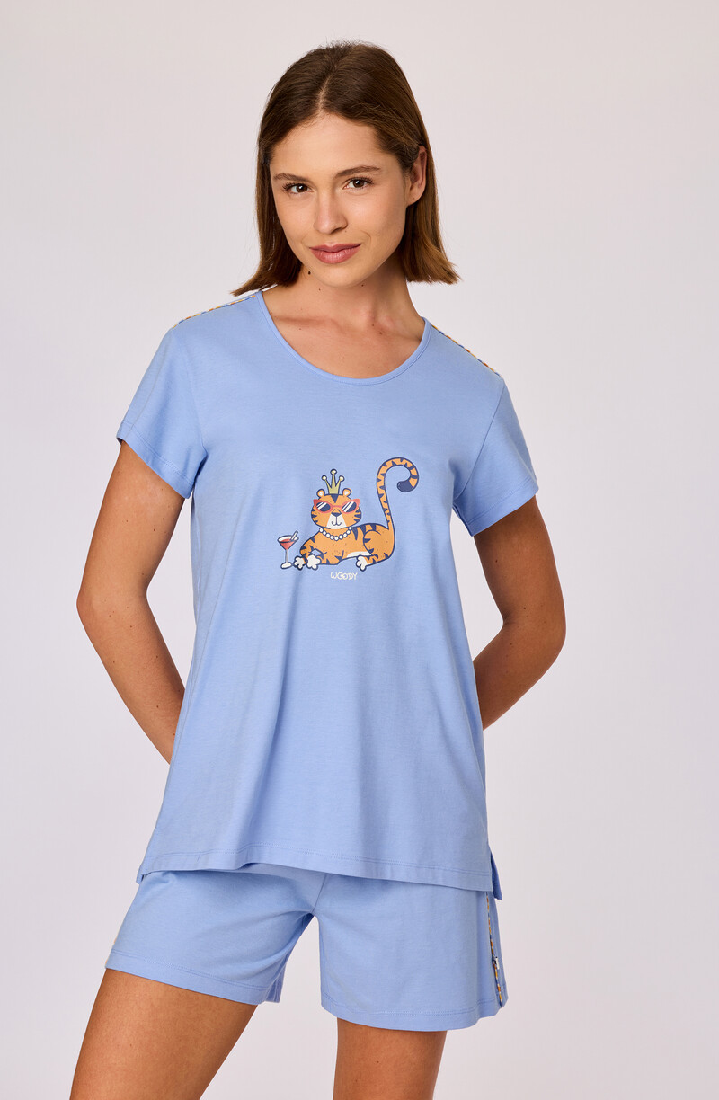 Woody Meisjes-Dames pyjama, blauw