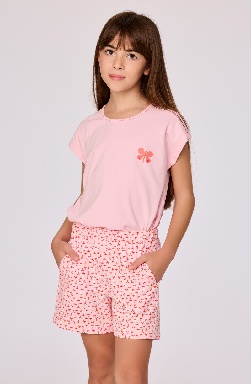 Woody Meisjes-Dames pyjama, lichtroze