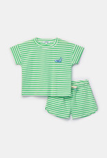 Woody set van T-shirt en shorts Meisjes-Dames, groene streep
