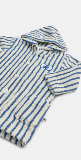 Woody Unisex badjas, donkerblauwe streep