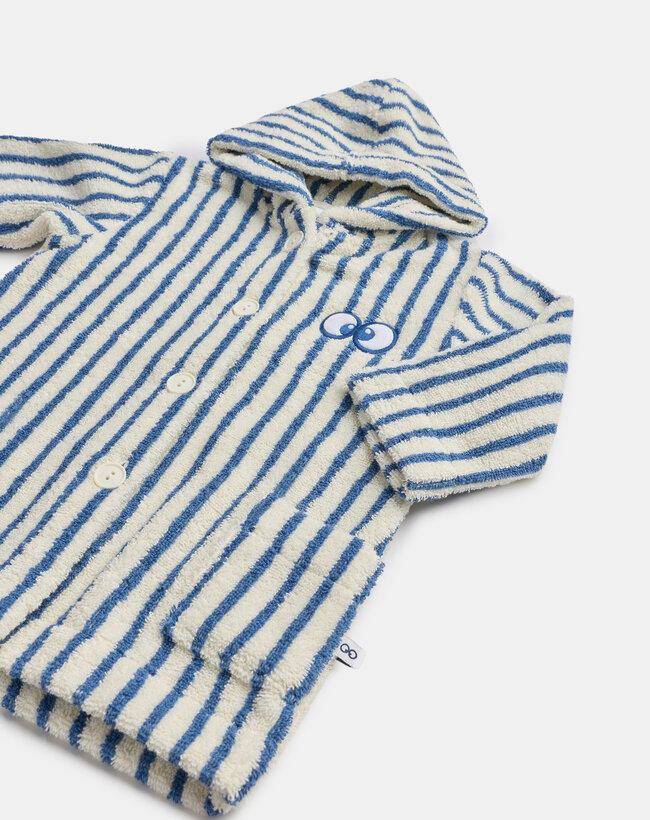 Woody Unisex badjas, donkerblauwe streep