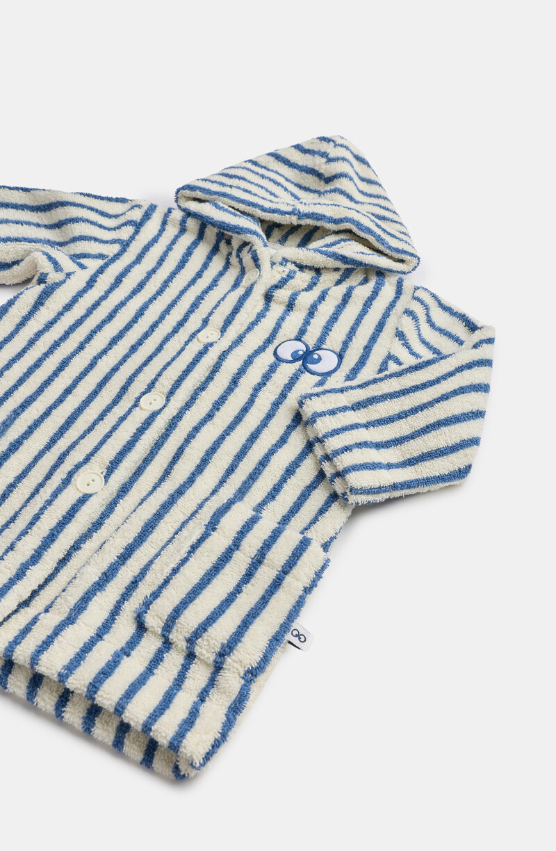 Woody Unisex badjas, donkerblauwe streep