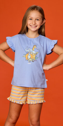 Woody Meisjes-Dames pyjama, blauw