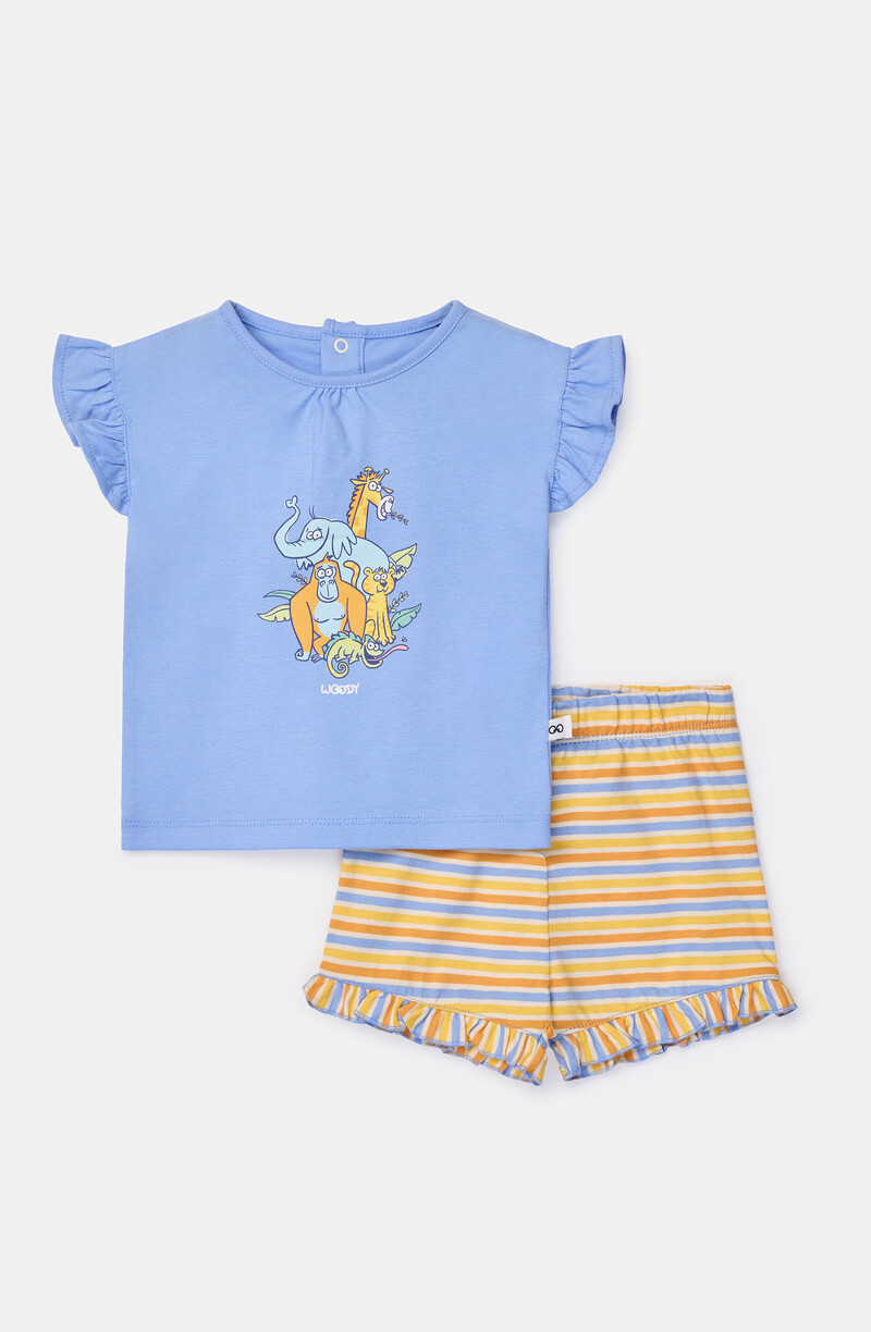 Woody Meisjes-Dames pyjama, blauw