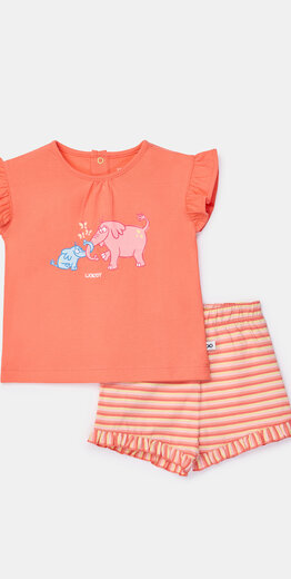 Woody Meisjes-Dames pyjama, koraalrood