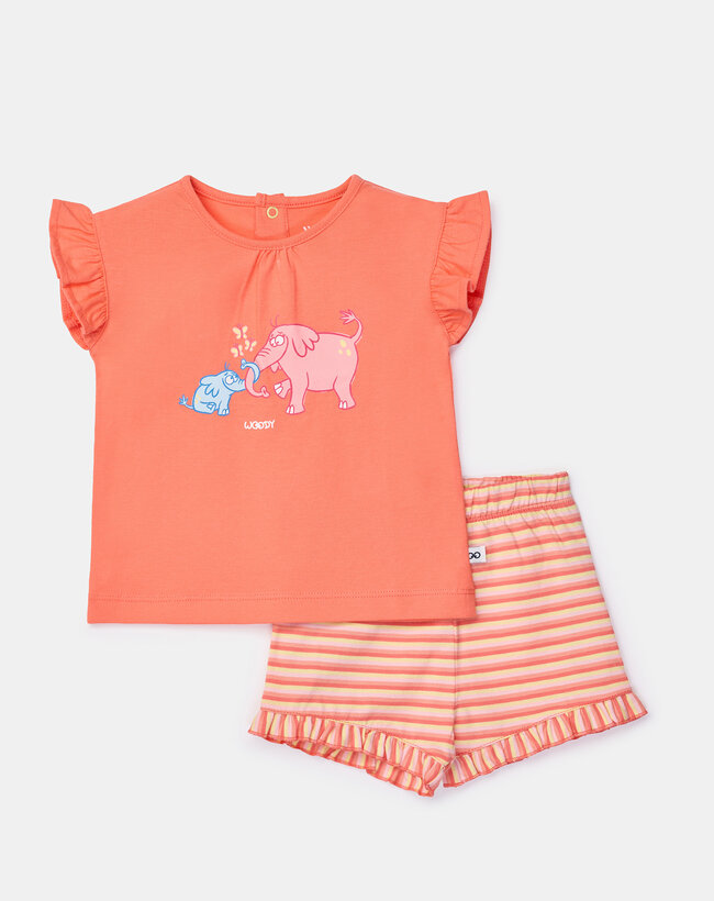 Woody Meisjes-Dames pyjama, koraalrood