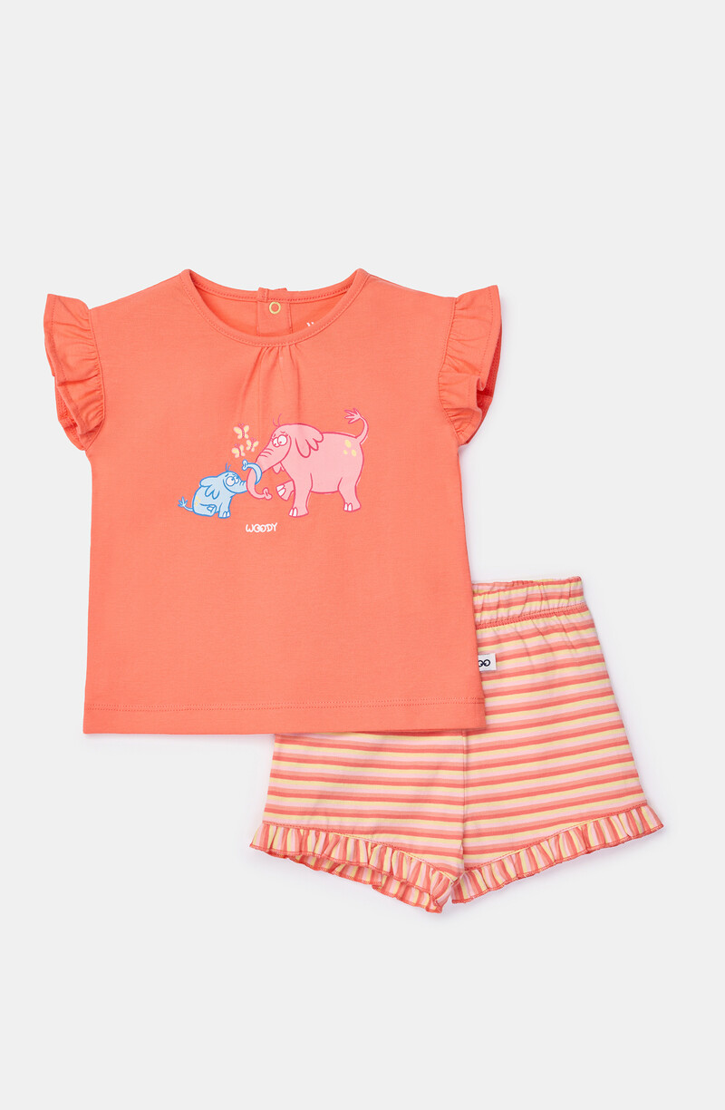 Woody Meisjes-Dames pyjama, koraalrood