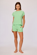 Woody set van T-shirt en shorts Meisjes-Dames, groene streep