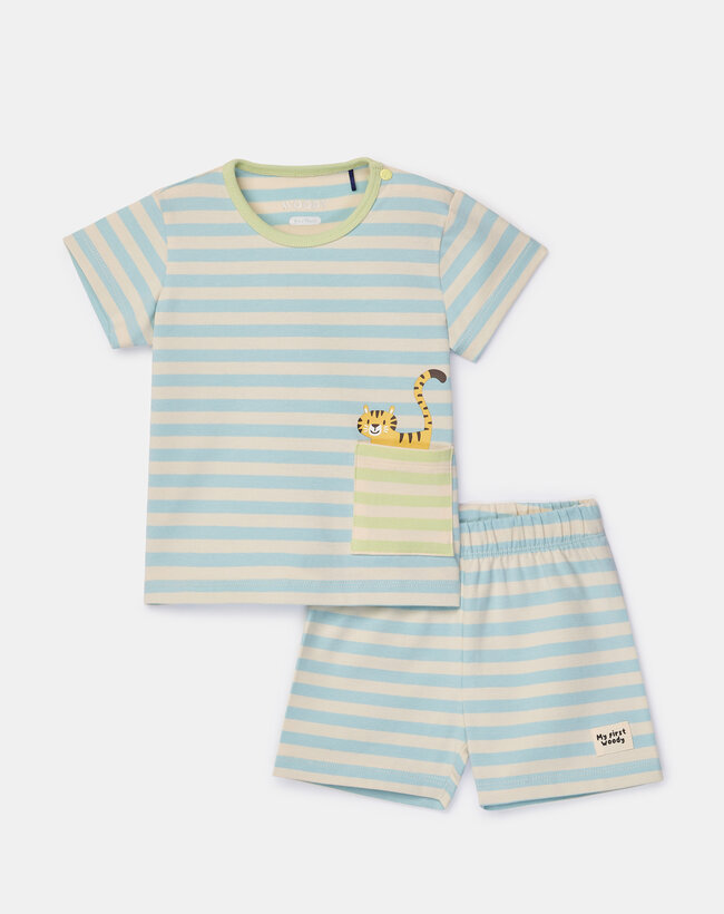 Woody Unisex pyjama, blauwe streep