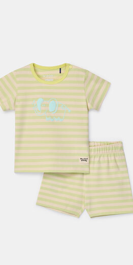 Woody Unisex pyjama, groene streep