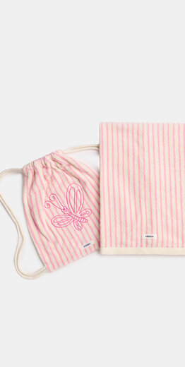 Woody Handdoek, roze streep