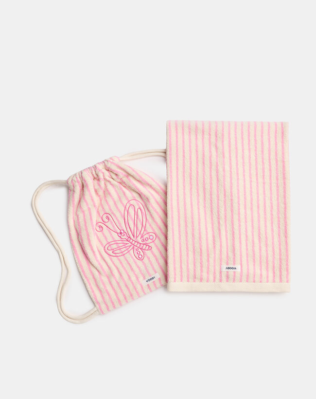 Woody Handdoek, roze streep