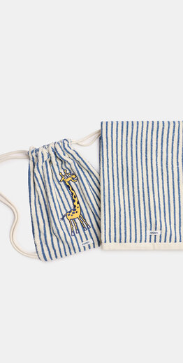 Woody Handdoek, donkerblauwe streep