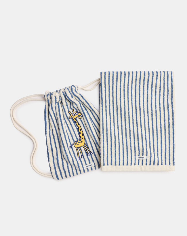 Woody Handdoek, donkerblauwe streep