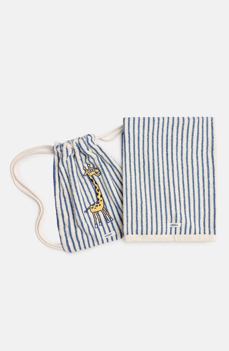 Woody Handdoek, donkerblauwe streep