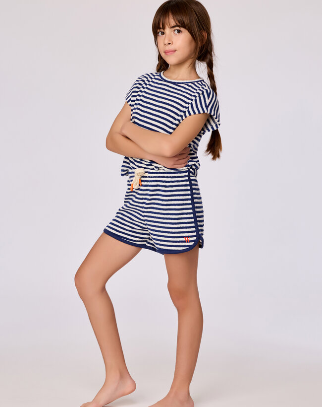 Woody short, marineblauwe streep