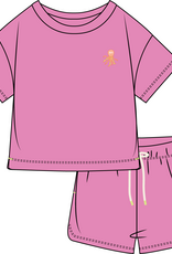 set van T-shirt en shorts Meisjes-Dames, felroze