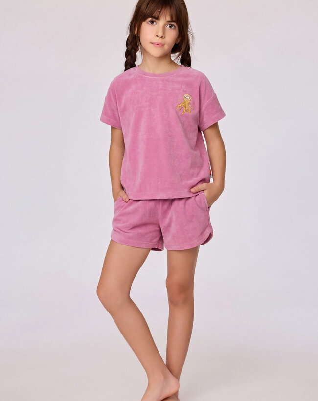 Woody set van T-shirt en shorts Meisjes-Dames, felroze