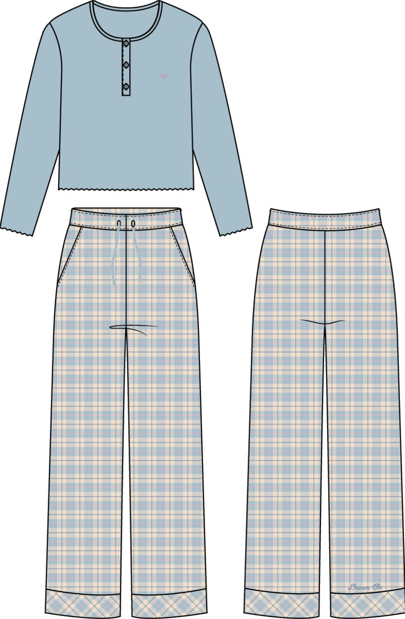 Meisjes-Dames pyjama, lichtblauw