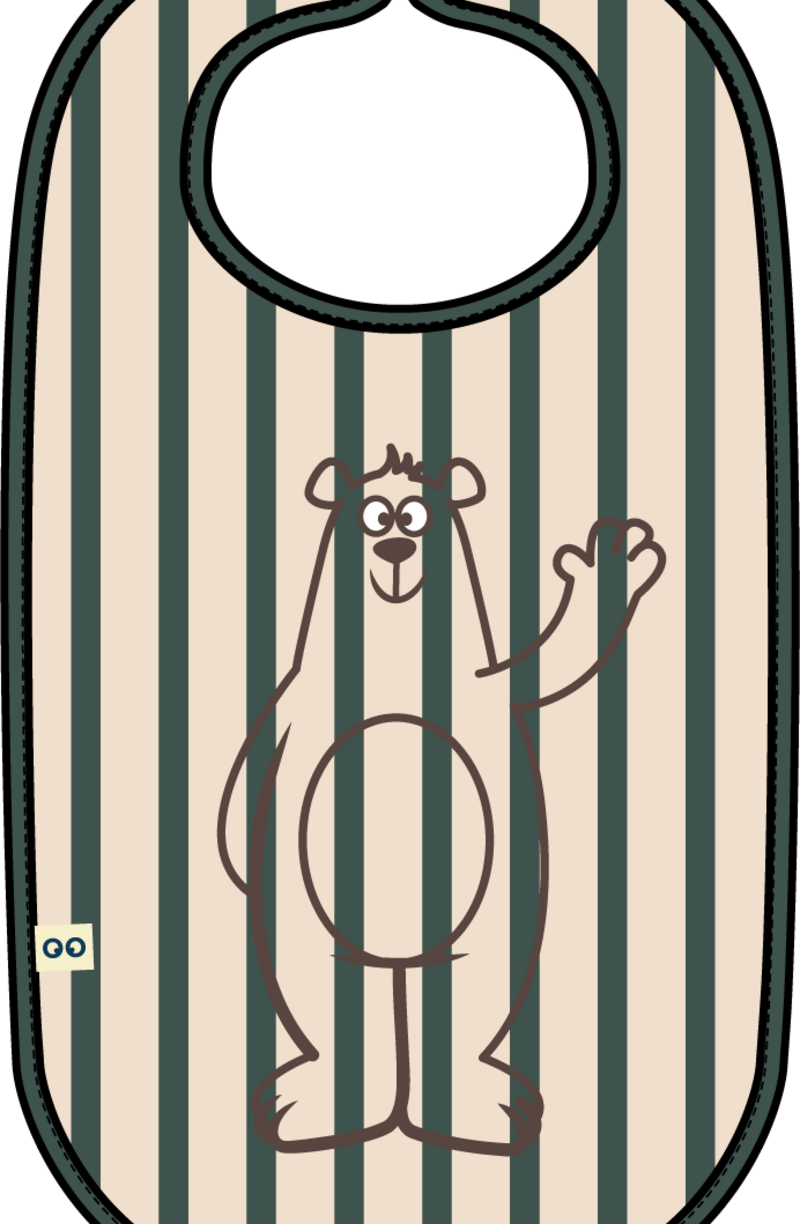 Slabbetje, khaki + crème streep