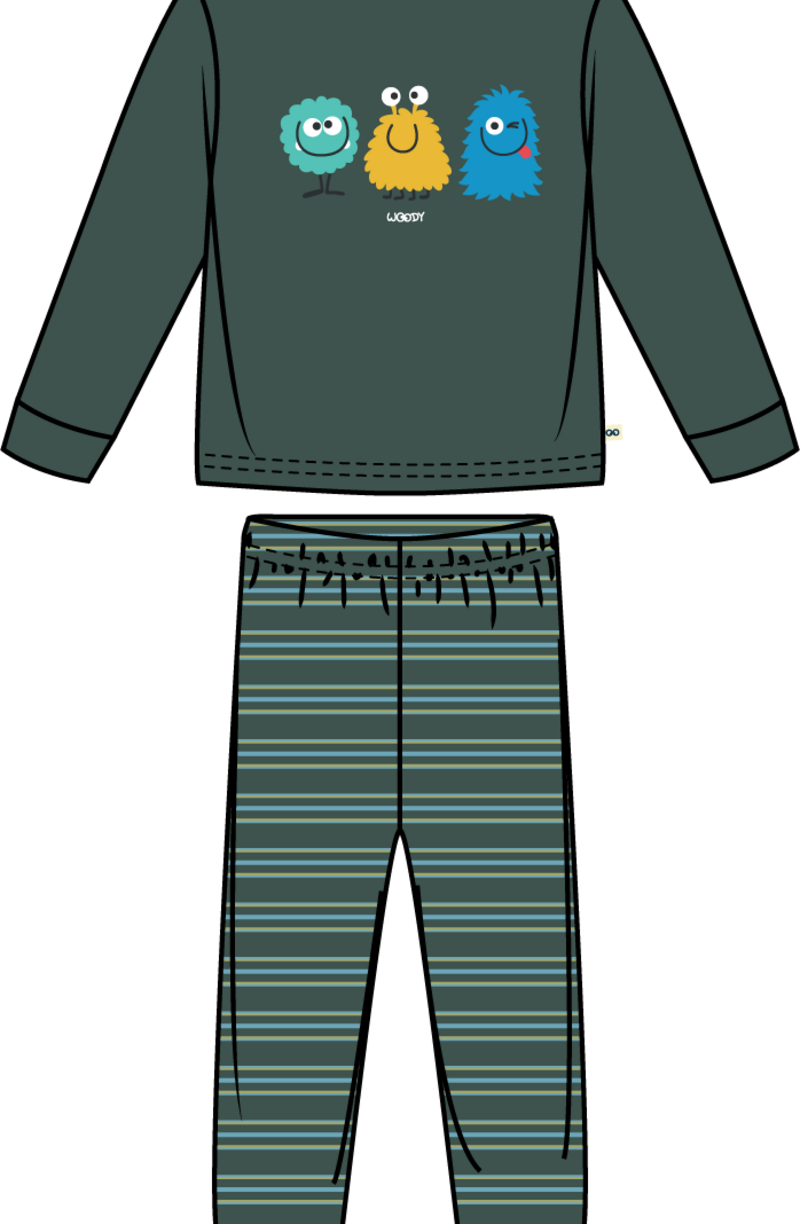 Jongens-Heren pyjama, donkergroen