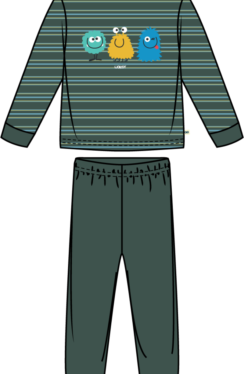 Jongens-Heren pyjama, groene streep
