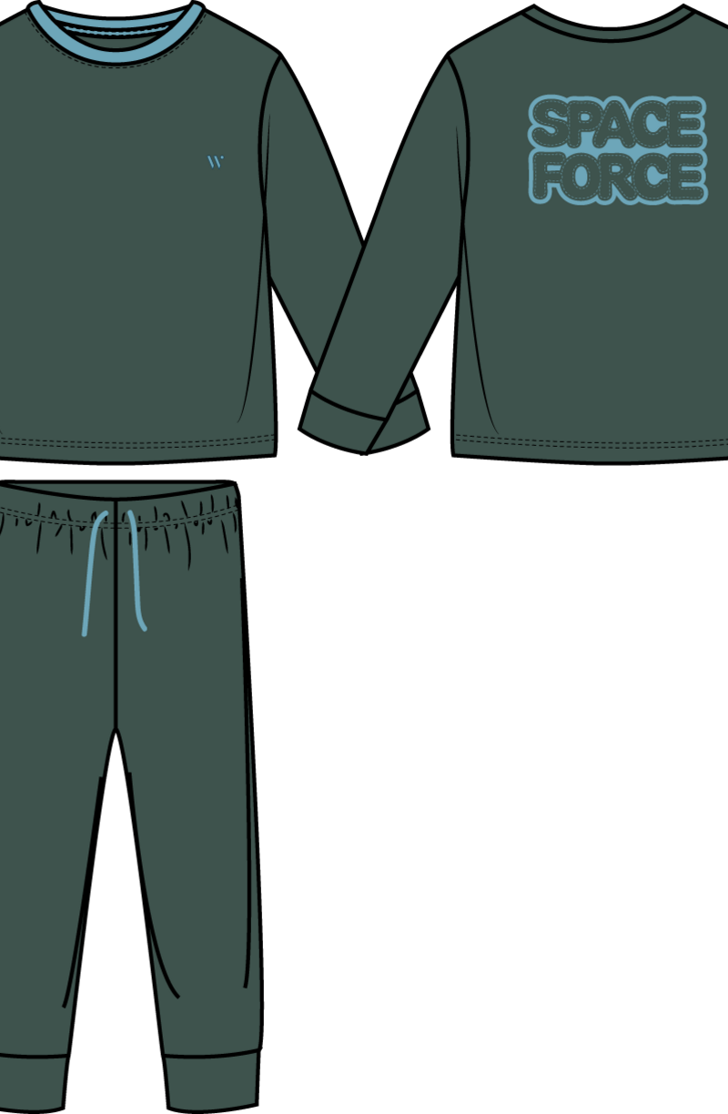 Jongens-Heren pyjama, donkergroen