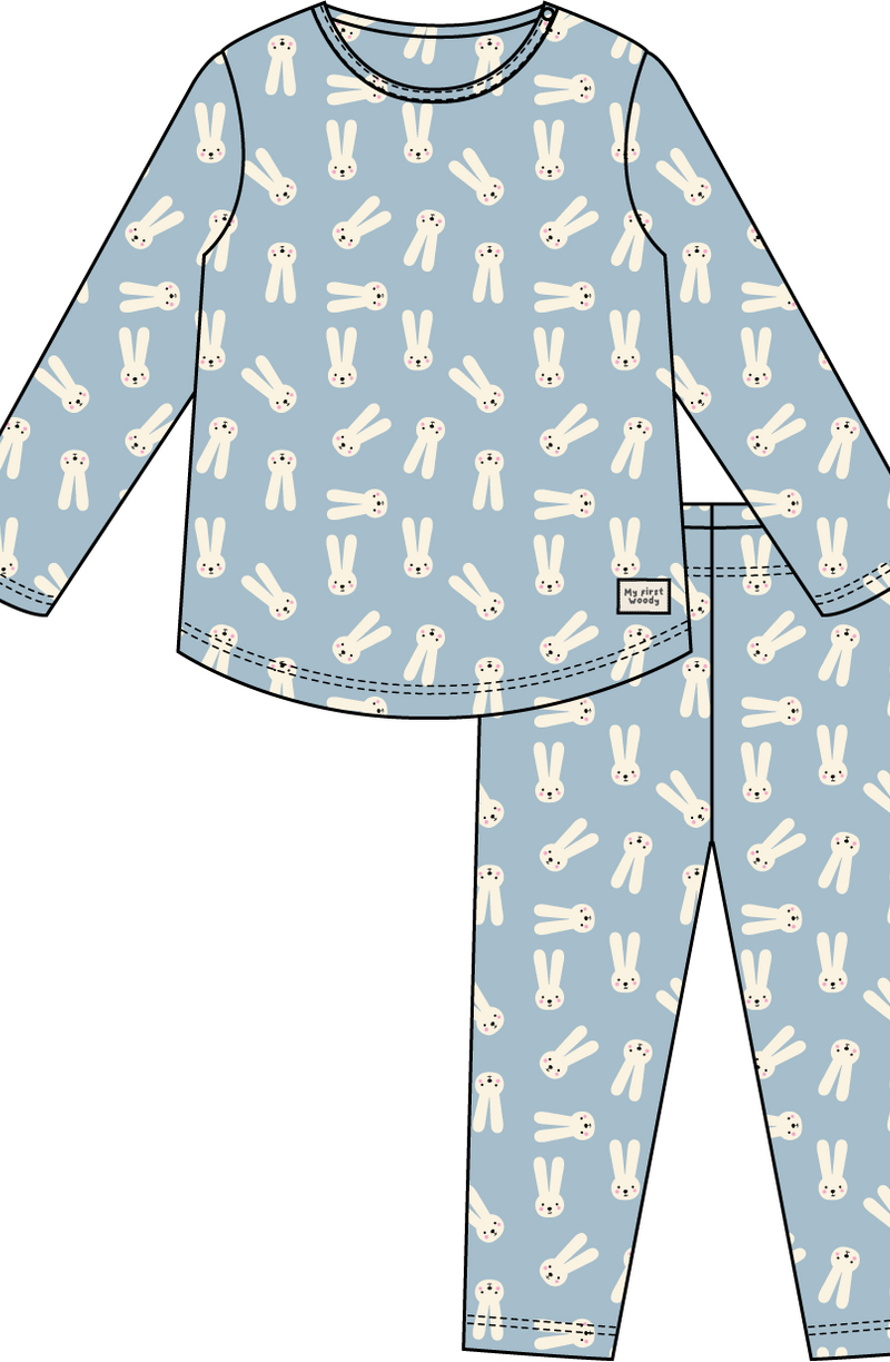 Unisex pyjama, konijnen print